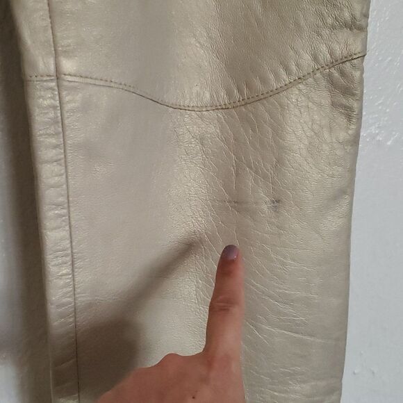 Vintage Express Gold Leather Boot Cut or Straight Leg Pants Size 6 - Picture 8 of 12